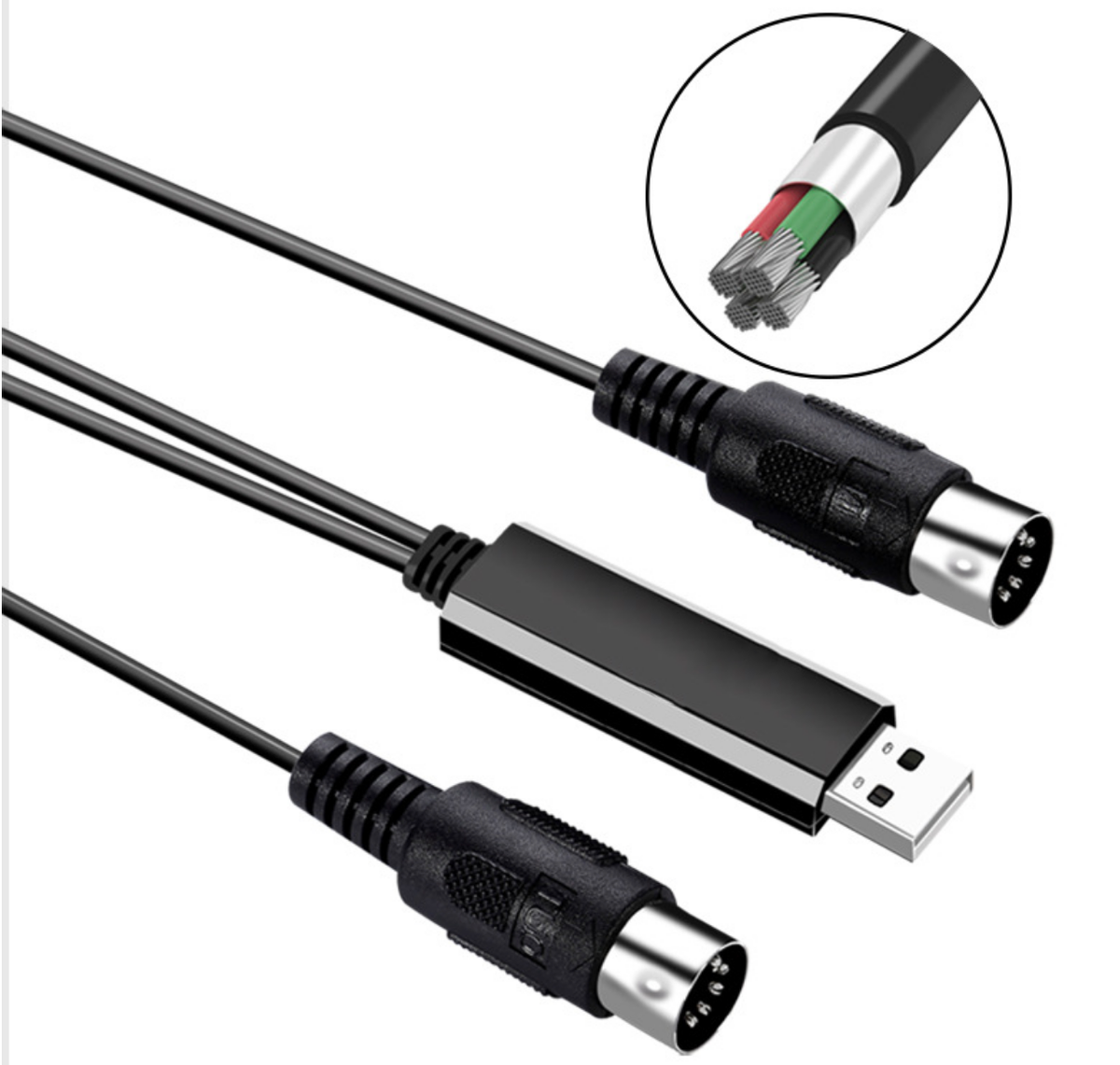 USB to MIDI cable, USB adapter cable for electronic keyboard, digital piano, electronic drums, and music editing