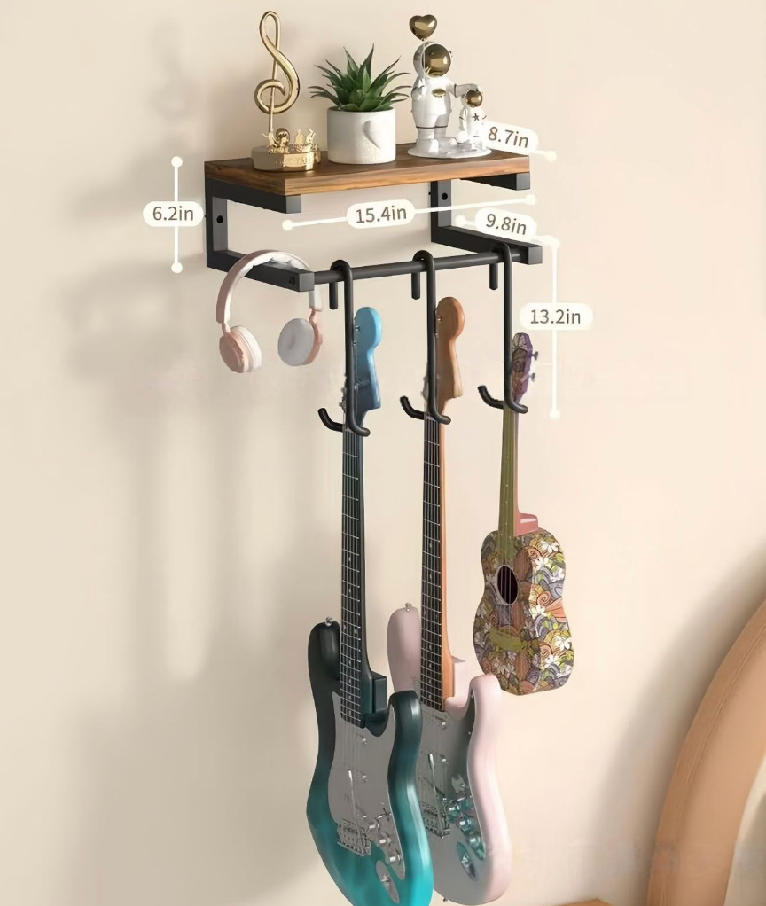 Wall-mounted guitar rack, guitar and bass hanging rack, display stand