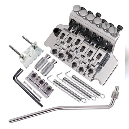 Electric guitar double-wiggle bridge tremolo system ¨C Complete set of accessories including guitar bridge, double-wiggle tremolo plate, pull-string plate and bridge