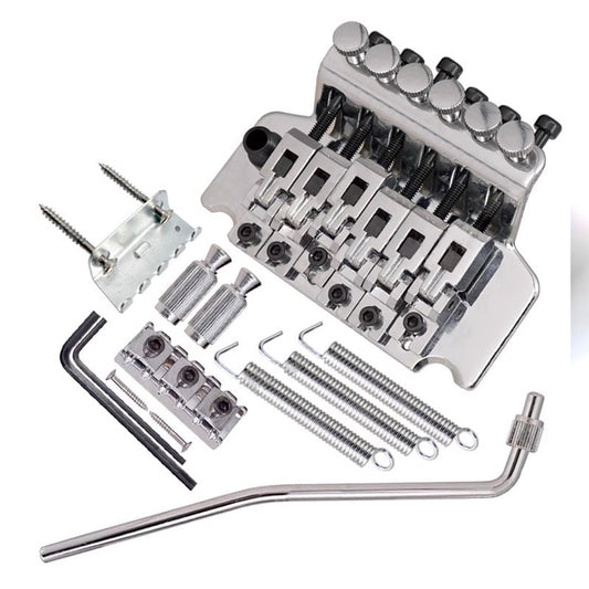 Electric guitar double-wiggle bridge tremolo system ¨C Complete set of accessories including guitar bridge, double-wiggle tremolo plate, pull-string plate and bridge