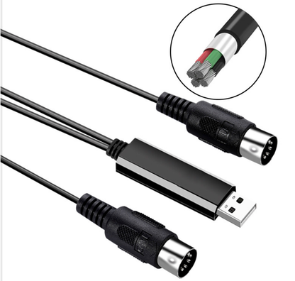 USB to MIDI cable, USB adapter cable for electronic keyboard, digital piano, electronic drums, and music editing