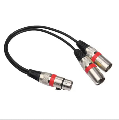 0.3m zinc alloy XLR 1-female to 2-male mixer microphone adapter cable
