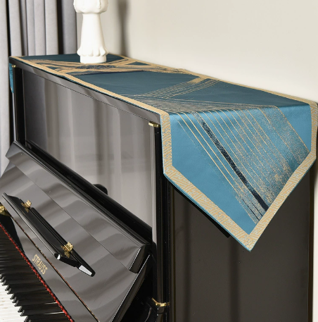 Pastoral Piano Dust Cover, Fabric European Style Half-Cover & Half-Drape, Premium Piano Dust Cloth