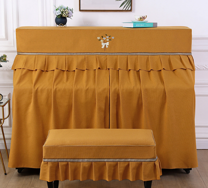 Fabric Full-Cover Piano Drape, Nordic Printed Korean Piano Cover, Anti-Dust Full & Half-Open Piano Cover