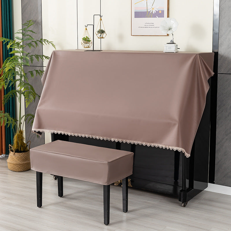 ech Fabric Lace Edge Digital Piano Dust Cloth, Half-Cover & Pastoral Style Piano Bench Cover