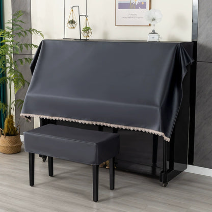 ech Fabric Lace Edge Digital Piano Dust Cloth, Half-Cover & Pastoral Style Piano Bench Cover