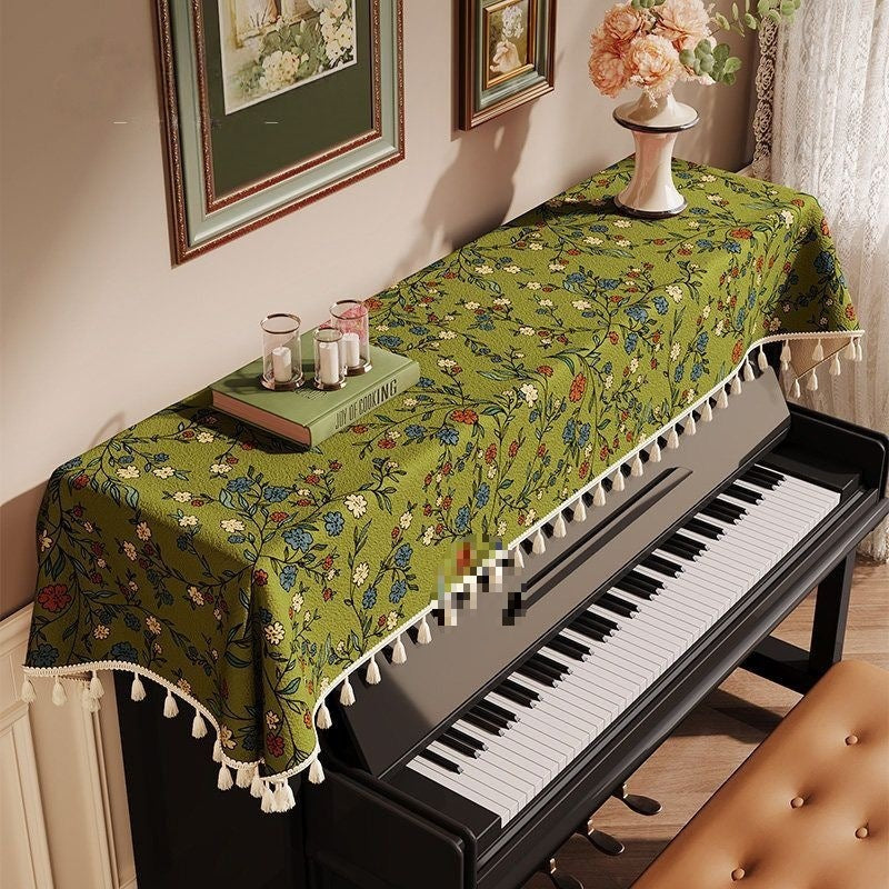 American Style Yellow Rose Piano Cover, Keyboard Top Anti-Dust Cloth, Digital Piano Half Cover & Keyboard Dust Drape