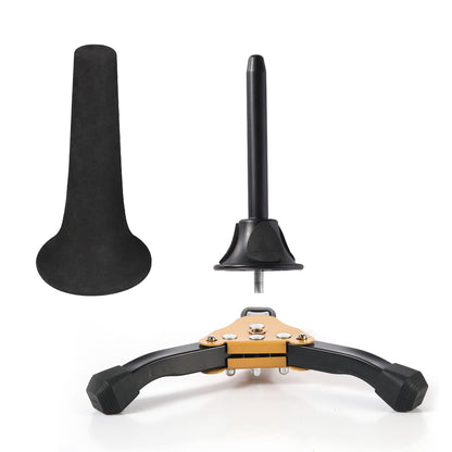 Folding tripod rest stand for trumpet, soprano saxophone, clarinet, flute and oboe