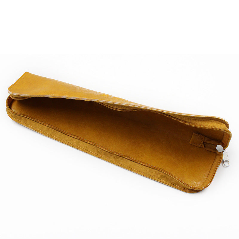 Stylish PU leather flute case, dustproof zippered recorder storage bag, protective cover for flute and other musical instruments