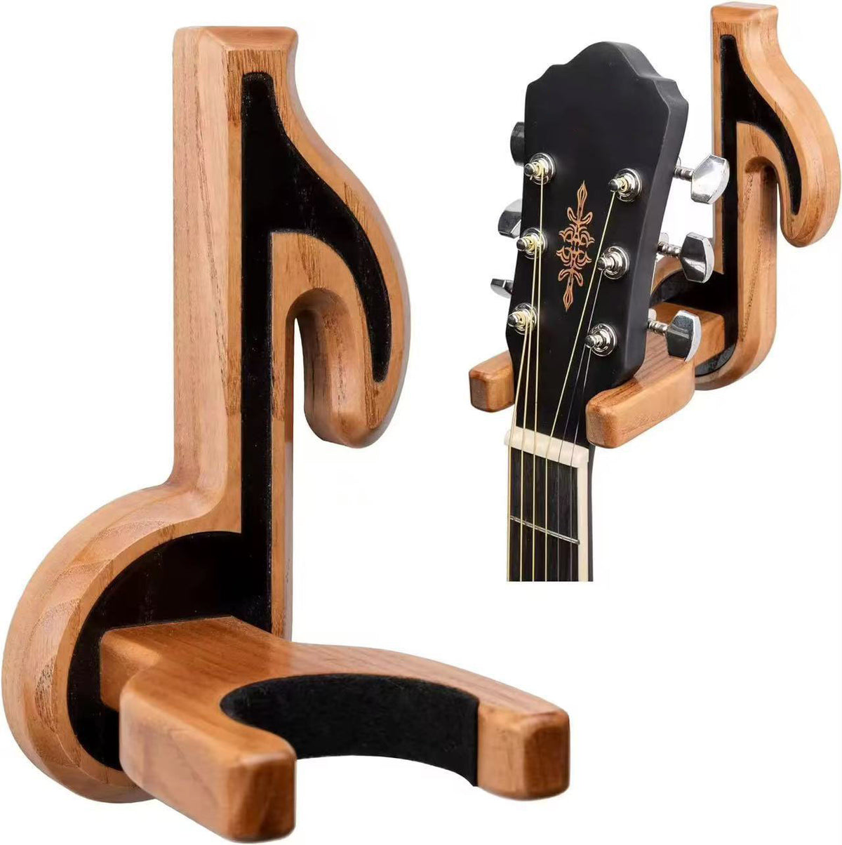 Wooden wall-mounted violin rack, creative musical note-shaped wall decoration, electric guitar, erhu, bass instrument rack