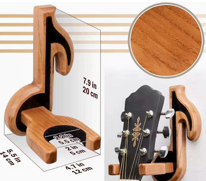 Wooden wall-mounted violin rack, creative musical note-shaped wall decoration, electric guitar, erhu, bass instrument rack