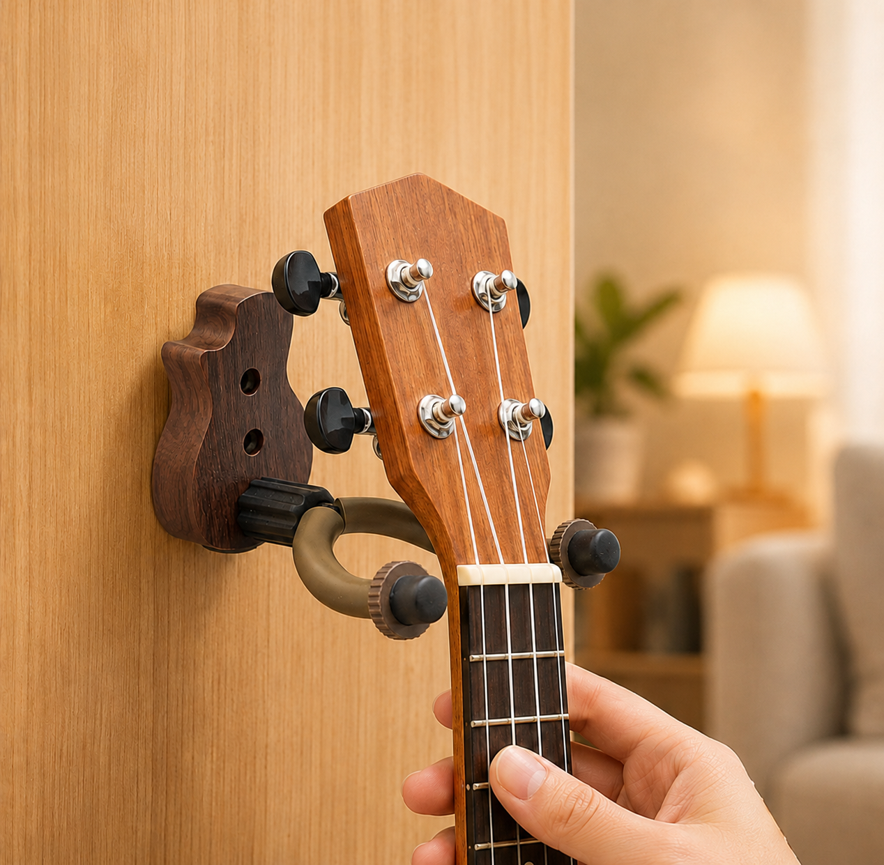 No-drill guitar wall-mounted bracket, classic ukulele and pipa hook, folk instrument stand